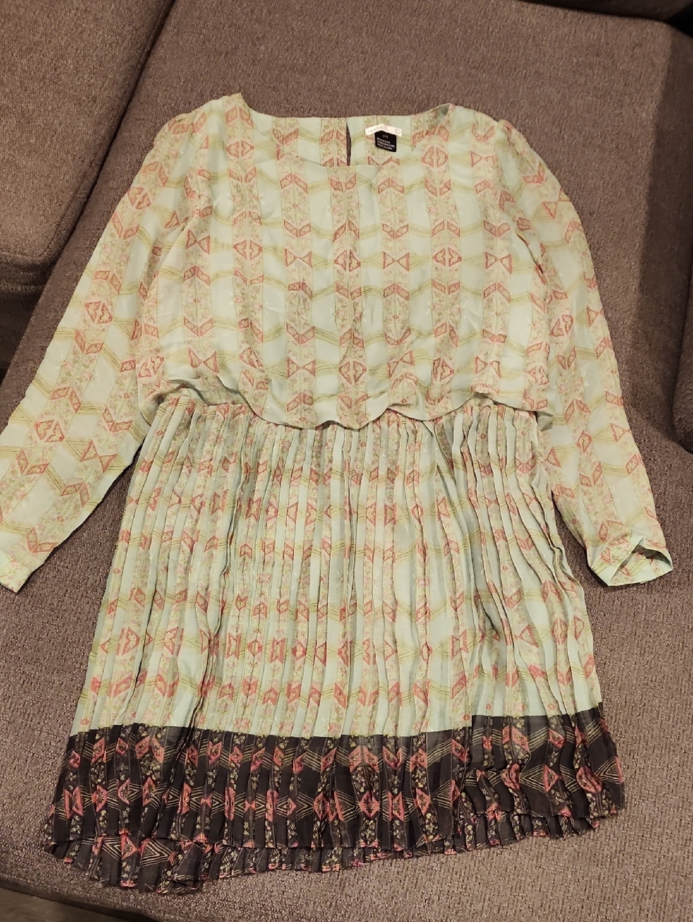 Anthropologie Lavand. Blouson Dress Pleated Skirt Size Large